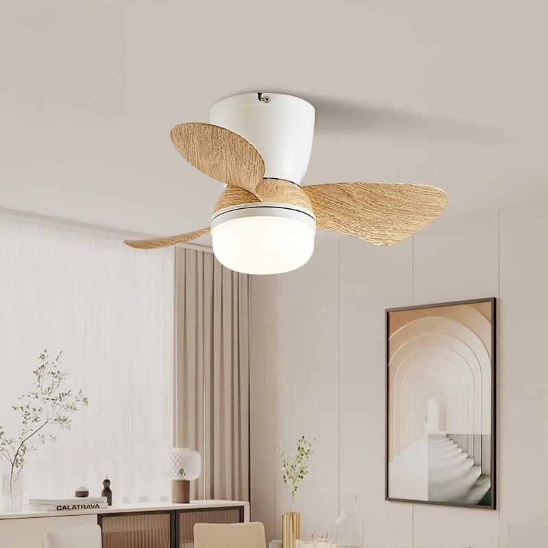 24 Inches Electric Ceiling Fan Light  Nordic Dining Room Ceiling Fan Light Lamp Six-speed Frequency Conversion Chandelier Fan