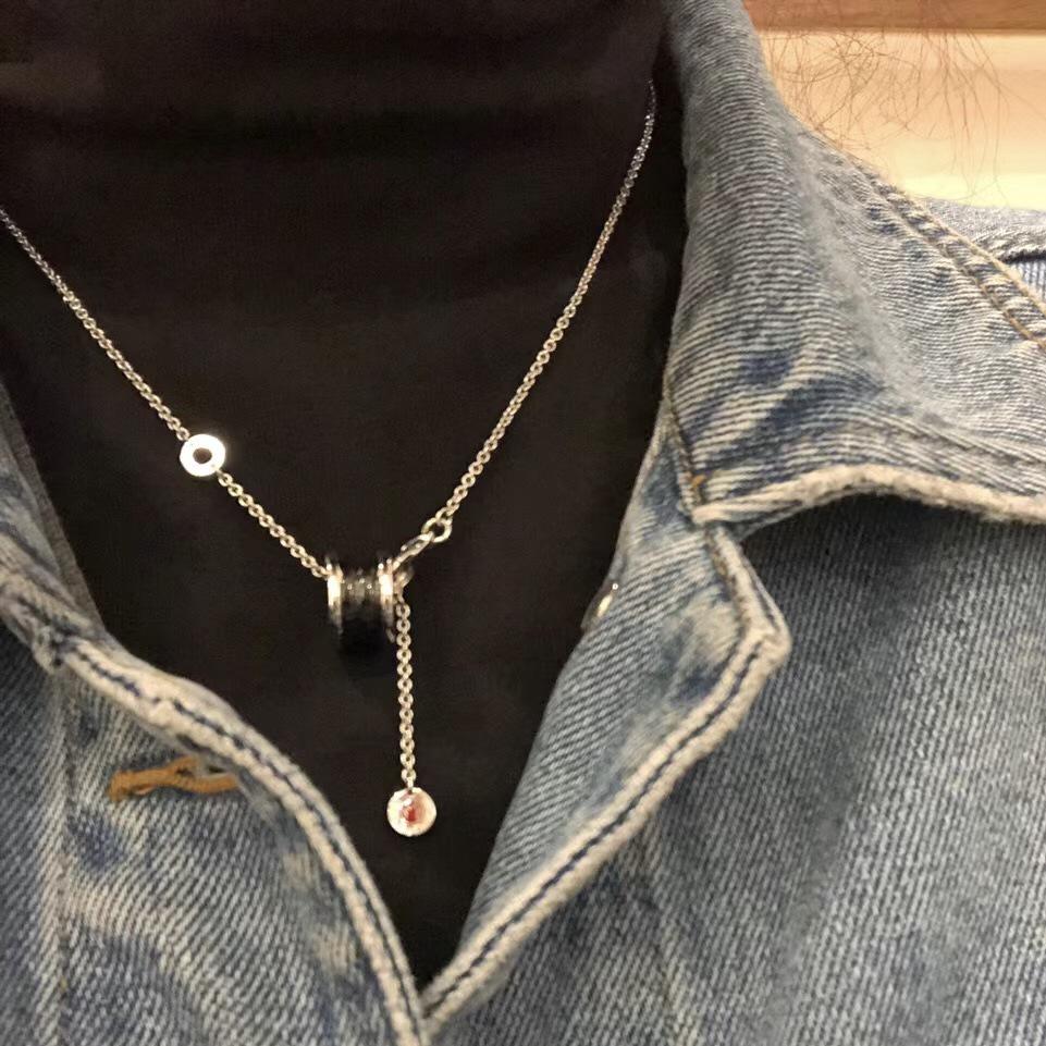 18K Gold Little Red Man Black Ceramic Necklace, Charity Edition, CNC Spring Clavicle Chain, Live Stream Style