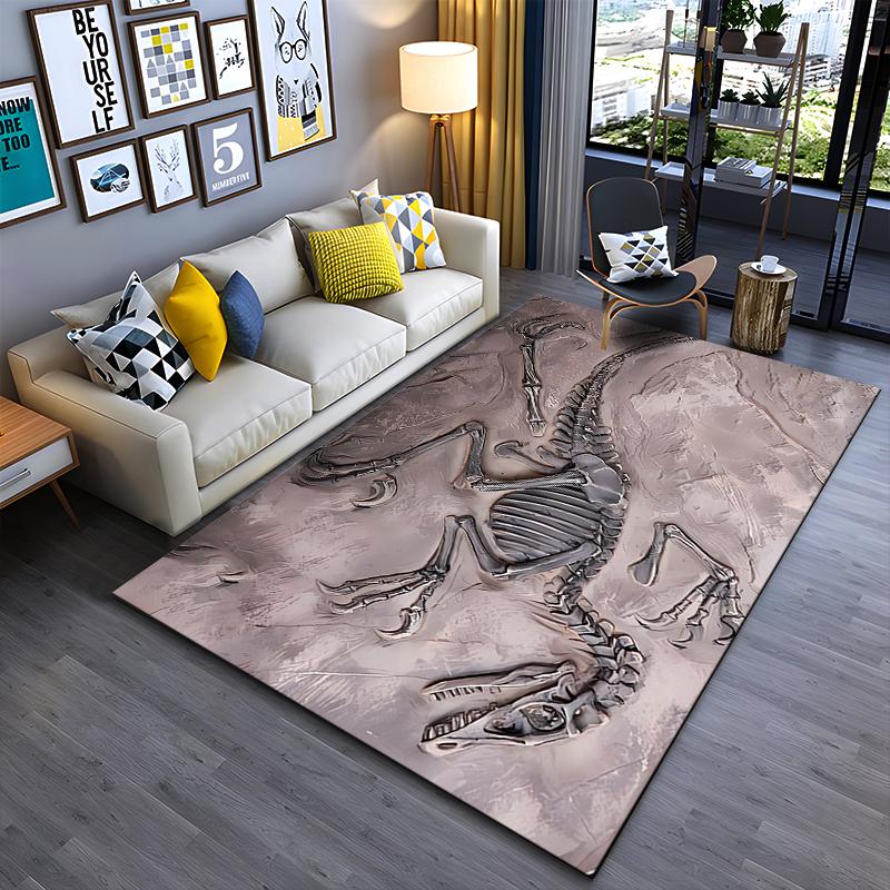 Dinosaur Fossil Pattern Rug - Non-slip rug suitable for living room and bedroom sofas.