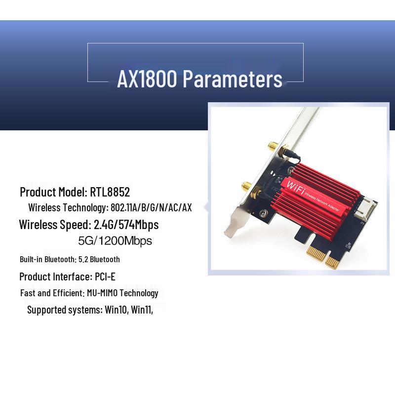 AX1800 WiFi 6 Dual-Band PCIe Desktop Wireless Network Card with Bluetooth 5.2