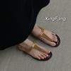Sheepskin retro pinch feet genuine leather thick sole with sandals women's summer wear flip-flops women's shoes cool slippers