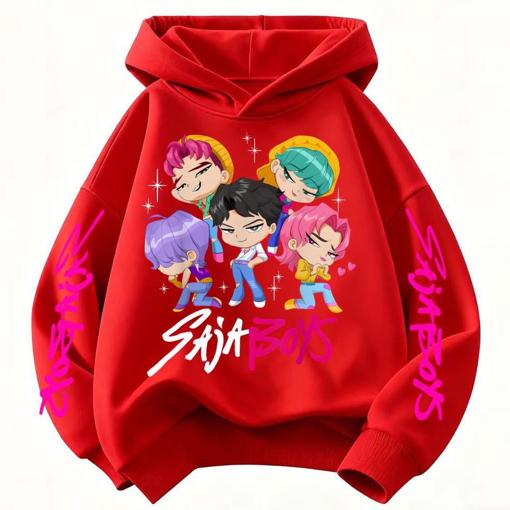 Children's Korean Wave Fashion Casual Tops KPop Demon Hunter Rumi Derpy Cartoon Girls Boy Hooded Sweatshirt Clothing