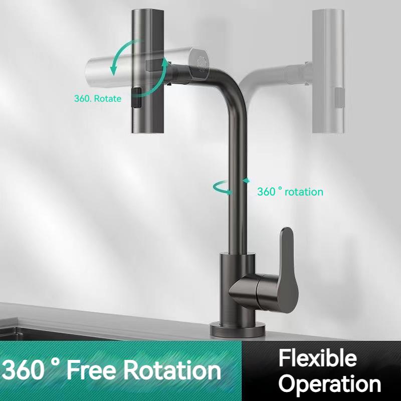 Wasserfall Küchenarmaturen Heiß Kalt Mischer Regen Spray Badezimmer Waschbecken Wasserhahn 3 Modell Rotation Edelstahl Wasserhahn