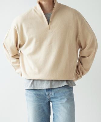 PASSER Fine Wool Relaxed Half-Zip Knit [Light Beige]