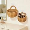 Handwoven Rattan Wall Hanging Basket - Wicker Storage Organizer for Kitchen, Bathroom & Home, Hanging Fruit Basket with Handle
