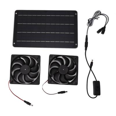 Kit Ventilator Solar J-ouuo 20W cu Ventilator Dublu Alimentat Solar 12V Eficient, Economisitor de Energie, cu Comutator pentru Rulotă, Seră, Casă pentru Animale de Companie
