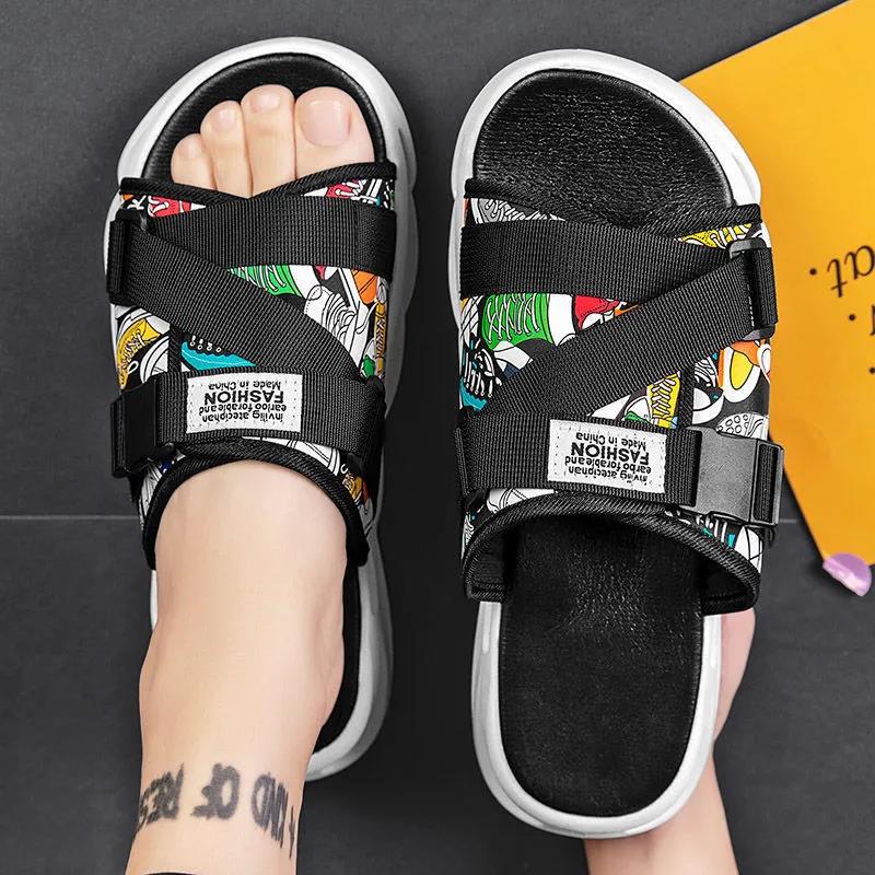 Men's Summer Outdoor Thick Heel Beach Sports Slippers Spring Large Size Indoor Soft Sole Flat Slippers