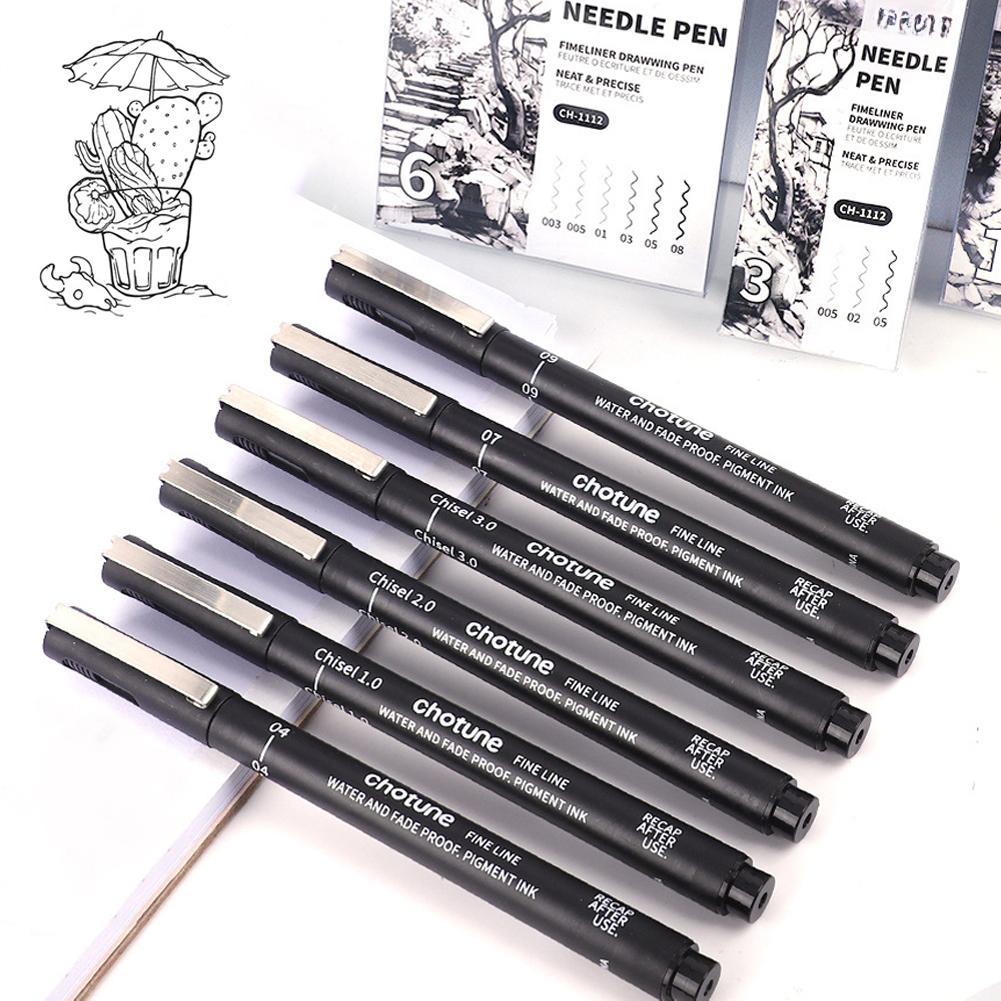 3-15PCS/Set Black Fine Point Pen Waterproof Ink Line Drawing Pen for Artist Illustration Sketching Anime Manga Technical Drawing