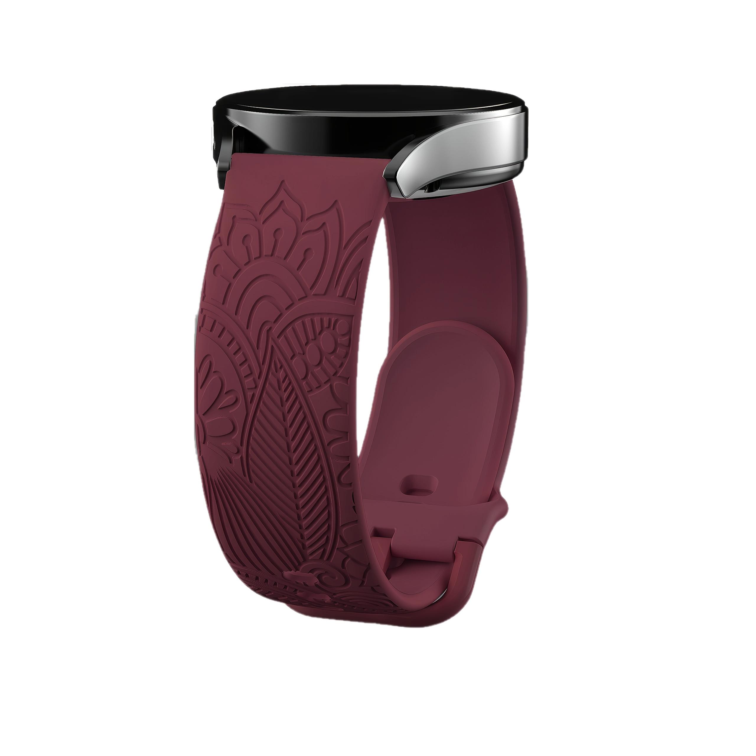 

A Carved Printed Watch Band For Samsung Watch 7/6/5/4/FE Sports Strap For Garmin Vivoactive 5 For Huawei Non-slip Watchband 20mm багровый