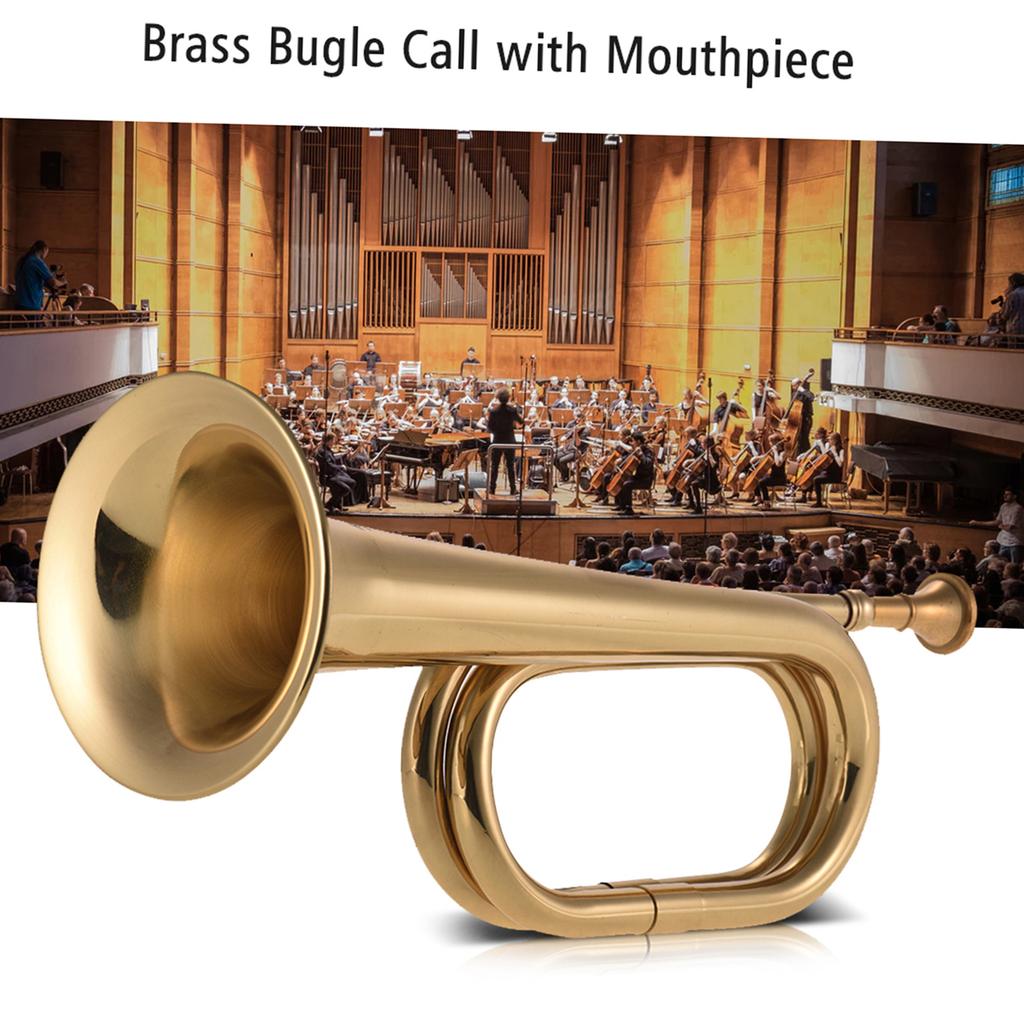 Bugle Call Trumpet Brass Cavalry Horn with Mouthpiece for School Band Cavalry Military Orchestra