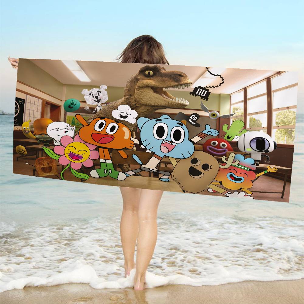 The Amazing Funny W-world Of Gumball Microfiber Blanket Quick Drying Beach Oversized Printing Super Absorbent Pool Towel Blanket