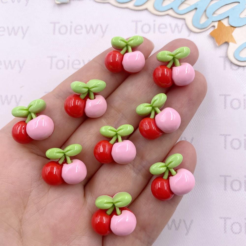 24pcs Colorful Kawaii Cartoon Bowknort Red Cherry Flat Back Stone DIY Wedding Bow Jewelry Applique Home Decor Crafts Accessories