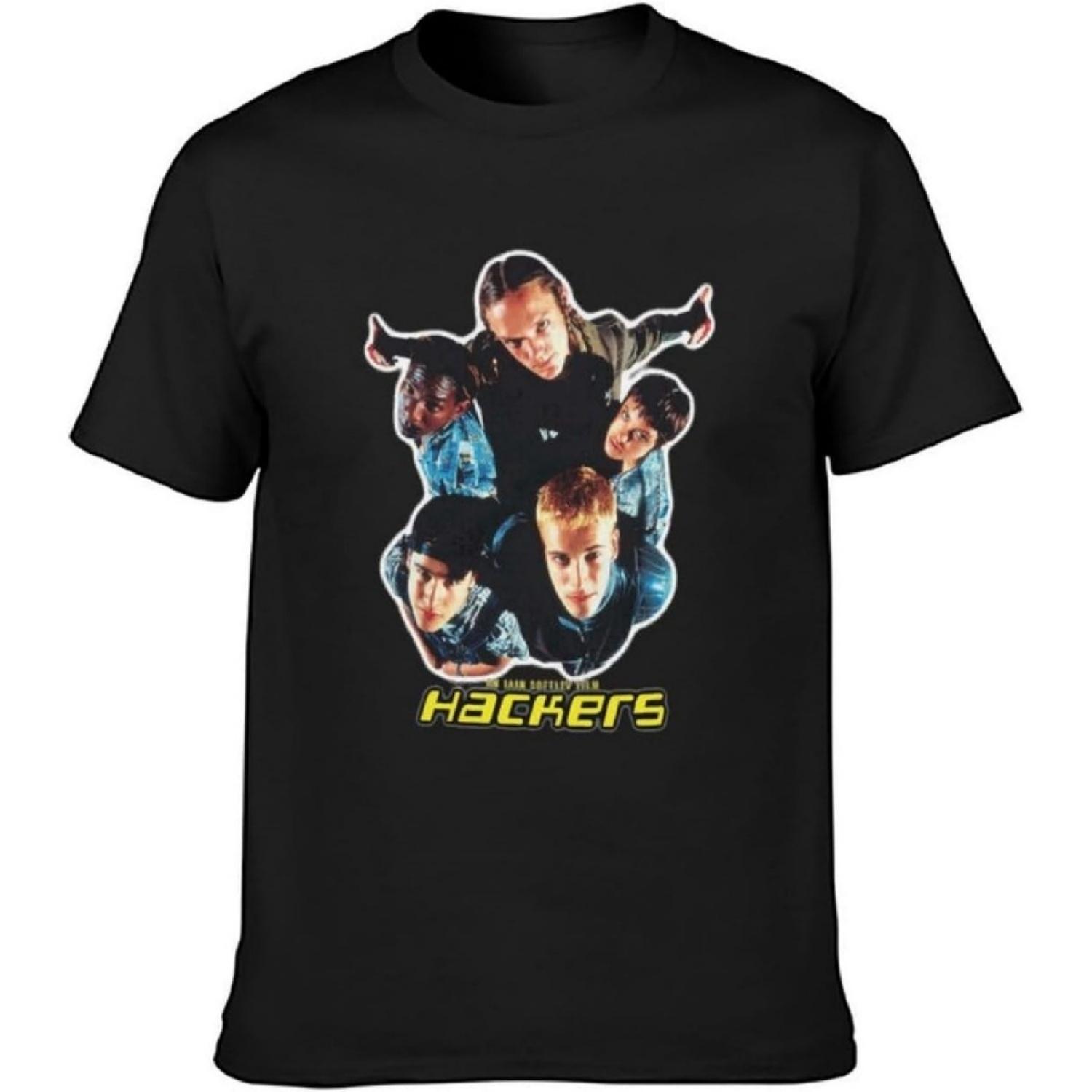 Хакеры Промо фильма 1995 Футболка в стиле ретро Анджелина Джоли Черная S