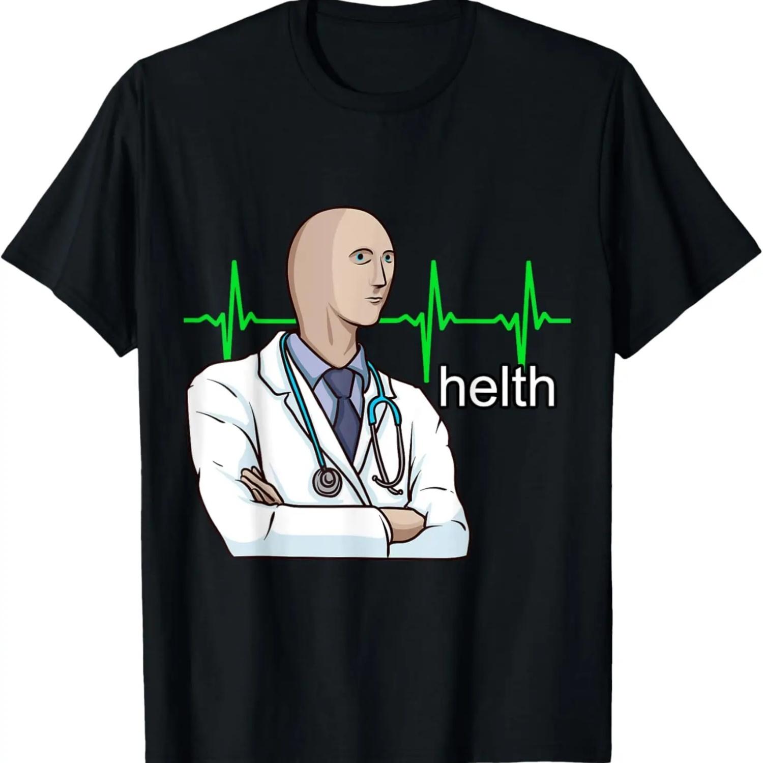 helth meme man funny surreal dank meme T-Shirt S чёрный