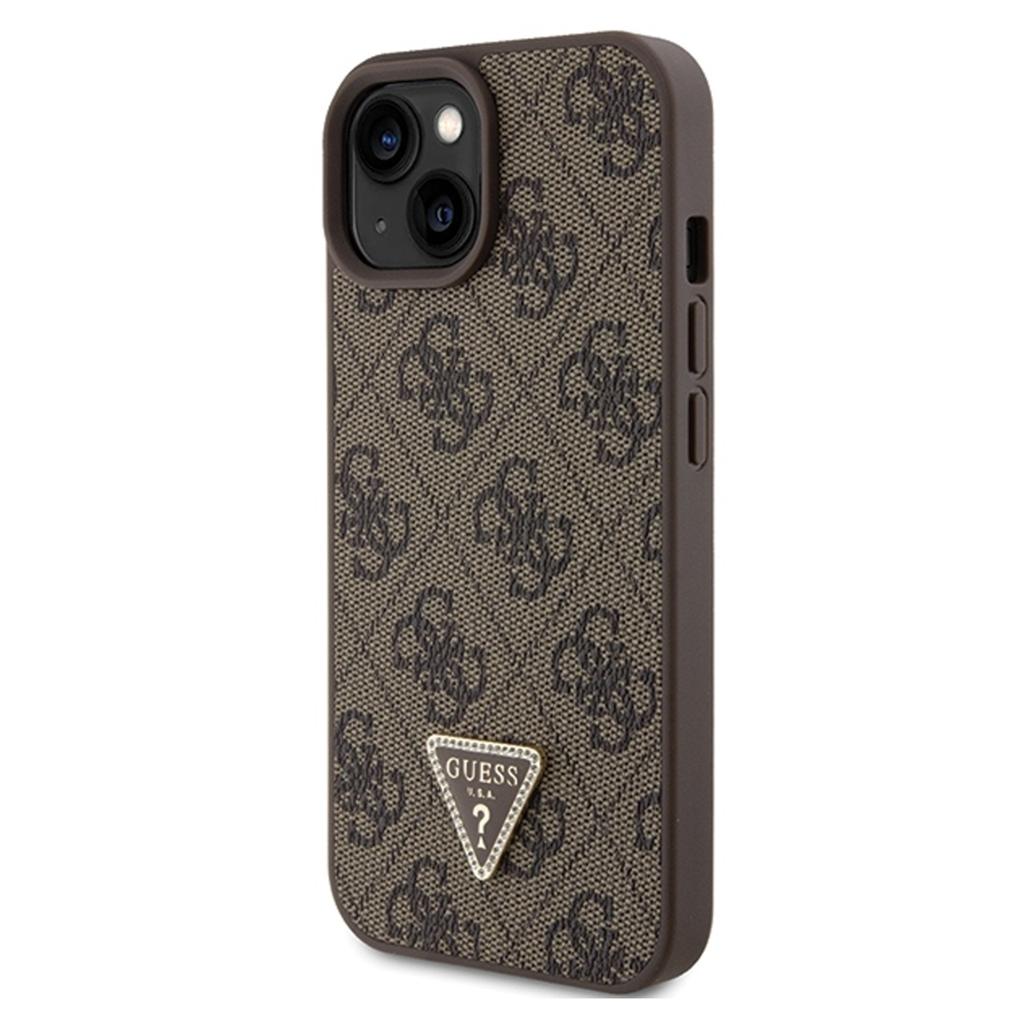 Guess Guhcp15Sp4Tdpw Iphone 15 / 14 / 13 6.1 Brązowy/Brown Hardcase Leather 4G Triangle Strass