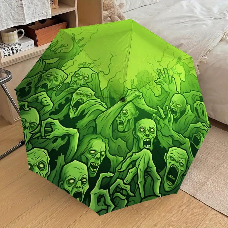 1PC Zombie Swarm Automatic Folding Umbrella - Compact 8-Rib Design, Durable Plastic & Iron, Lightweight for Outdoor Daily Use, Festive Gift061