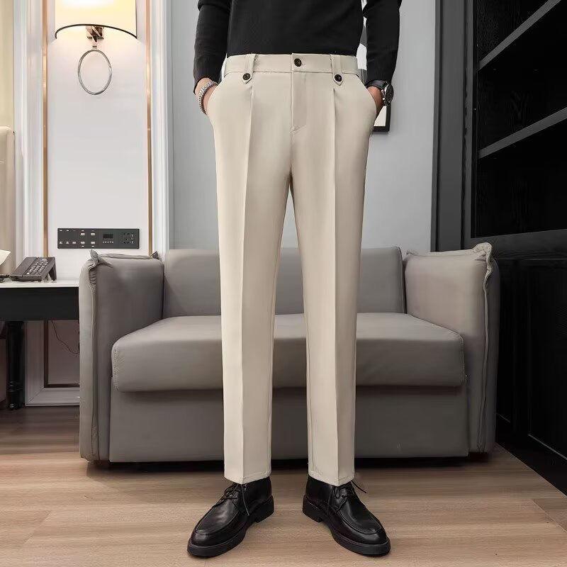 New Casual Business Trousers Trendy Slim Men's Korean Version Nine Points Pants