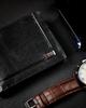 Compact black wallet made of high-quality genuine leather with RFID protection - Rovicky
