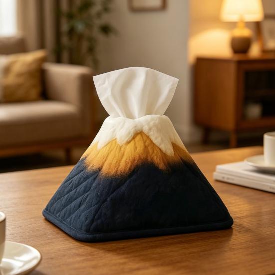 Tissue Box, Mountain Design, Soft Plush Storage Organizer, Multi-Purpose Foldable Tissue Holder for Home Office Car
