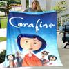 Coperta 3D Cartone Animato Coraline, Coperta in Flanella Coperta da Divano, Coperta Calda per Bambini per Casa Soggiorno Camera da Letto Letti Divano Ufficio