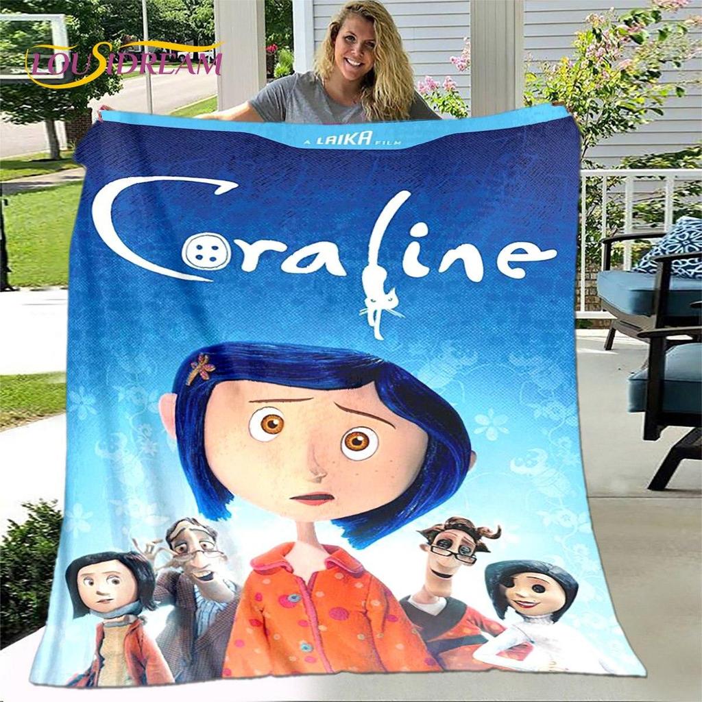 Coperta 3D Cartone Animato Coraline, Coperta in Flanella Coperta da Divano, Coperta Calda per Bambini per Casa Soggiorno Camera da Letto Letti Divano Ufficio