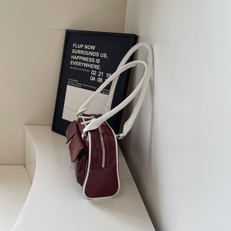 New Ladies Pillow Shaped Fashion Single Shoulder Bag Semi-Circle Bright Surface Casual Women's Bag
