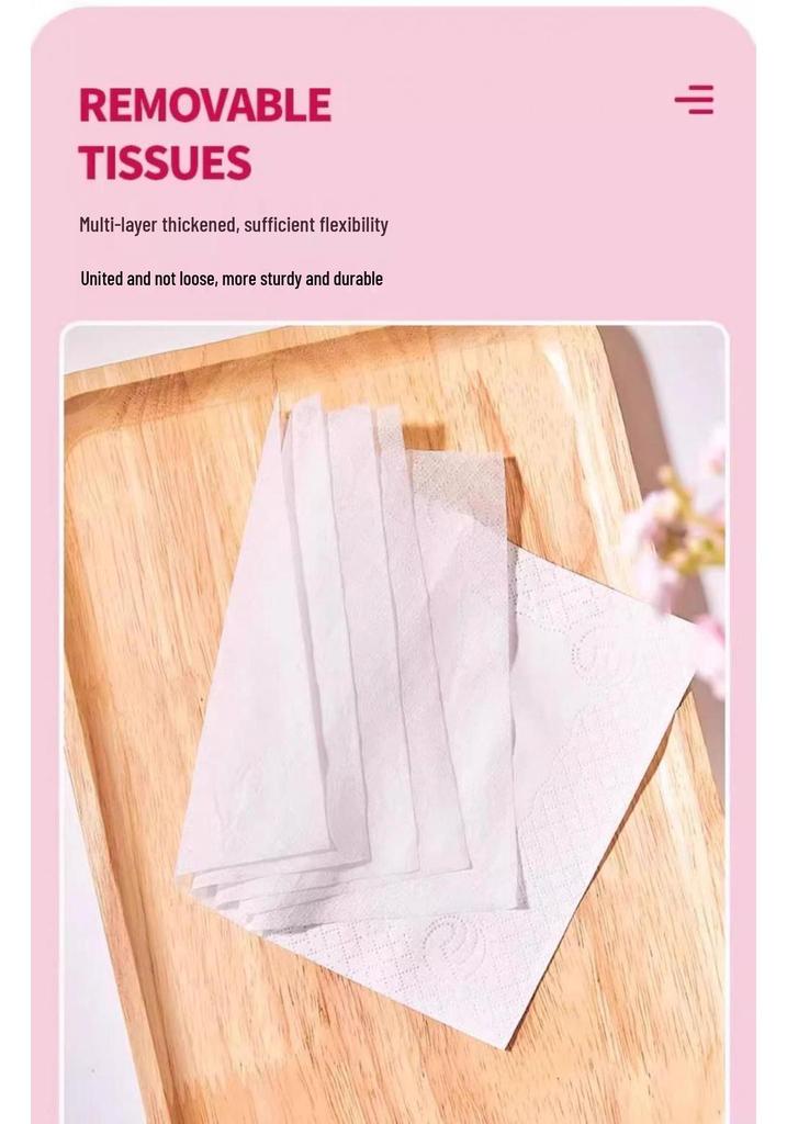 Khaki Cat Thickened Facial Tissues: Original Wood Pulp, Large Pack, Household & Toilet Use, Wet-Friendly Value Napkins