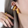Stainless Steel Chunky Round Circle Clip Earring for Women Gold Color C Shape Ear Cuff Stud Tube Thick Earclips Jewelry