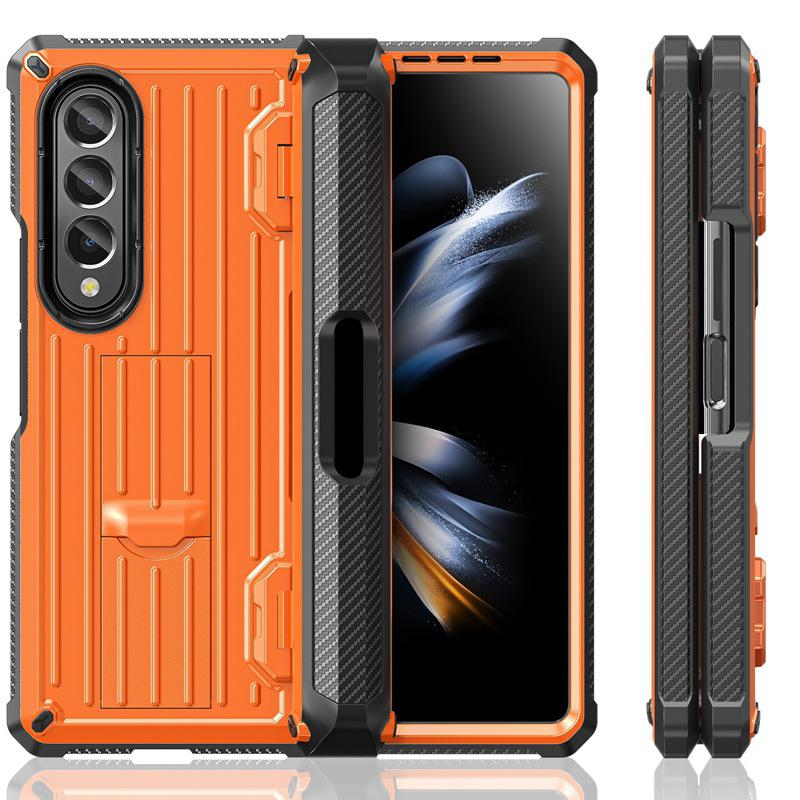 

Чехол Samsung ZFold5/4/3 со скрытым кронштейном, слотом для стилуса, защитой экрана на всю площадь, защитой от падения Z Fold 4 оранжевый
