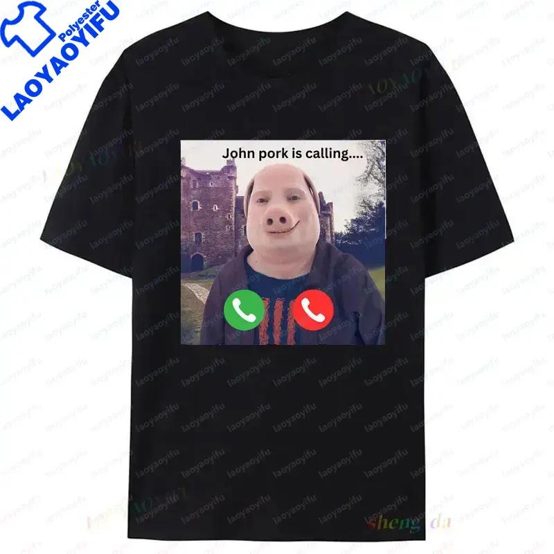 John Pork Is Calling Casual Funny T Shirt Shor Sleeve Graphic TShirts Polyester Unisexs Cheap Clothing Vintage Plus Size Tees