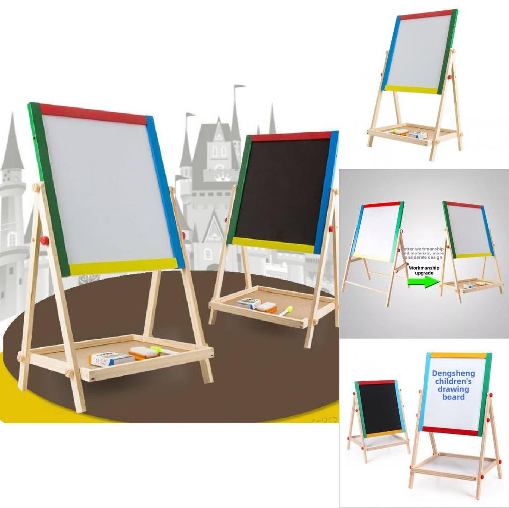 Wooden Doublesided Elevating Art Board With Colorful Chalkboard For Kids Creative Play Gift