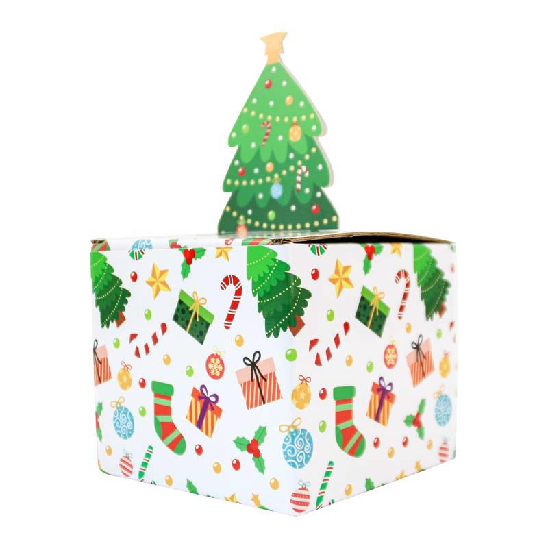 

1PC Reusable Corrugated Gift Box for Holiday Treats Christmas Surprise Box 13.5x13x11cm белый