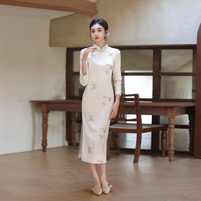 Blue New Chinese Daily Suzhou Long Sleeve Autumn Cheongsam Improved Young 1011 New Women's Premium Spring and Autumn