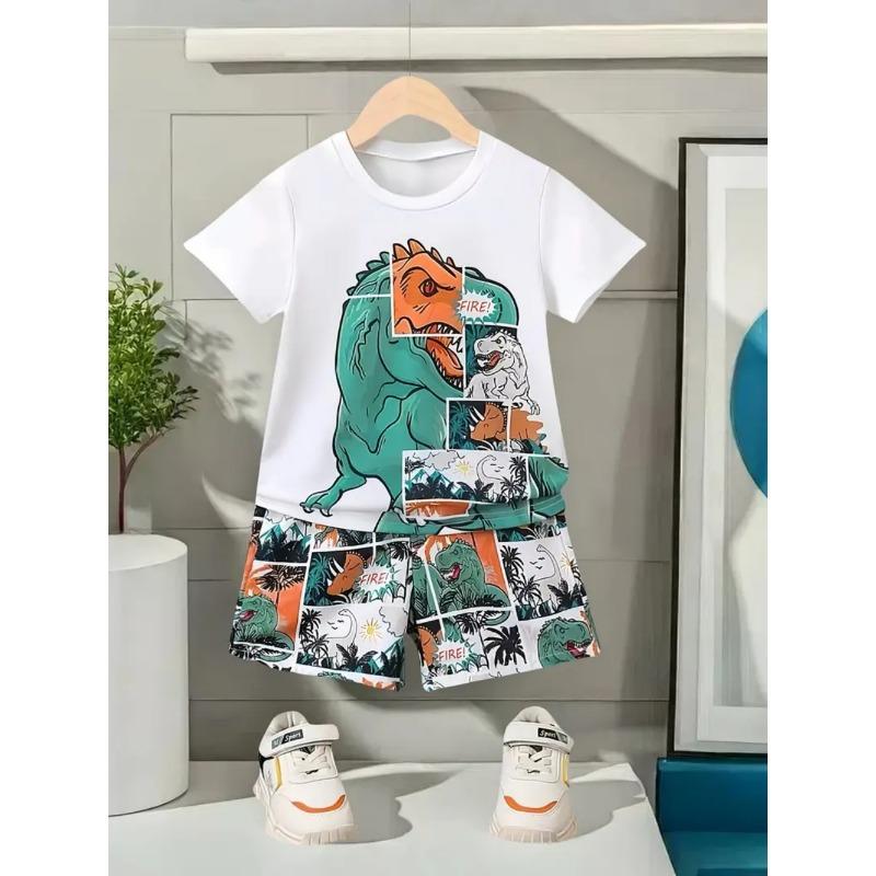 Cool Dinosaur Children's Set 3D Print Summer T-Shirt Casual O-Neck Kids Short Sleeve Tee Outdoor Comfortable Children's Clothing
