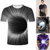 Men's Graphic Optical Illusion T Shirt Tee Short Sleeve T Shirt 3D Print Round Neck Shirt Exaggerated Basic Daily Black-White Black 1