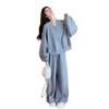 Women's Autumn/Winter Korean Style Loose Hoodie & Wide-Leg Sweatpants Set