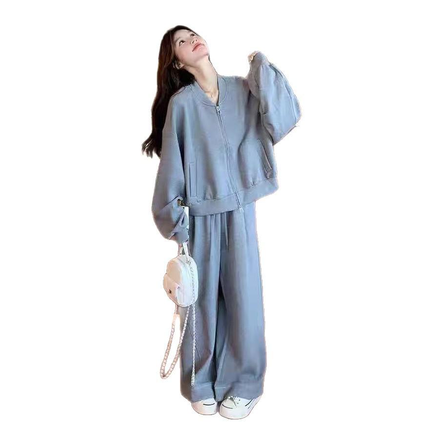 Women's Autumn/Winter Korean Style Loose Hoodie & Wide-Leg Sweatpants Set