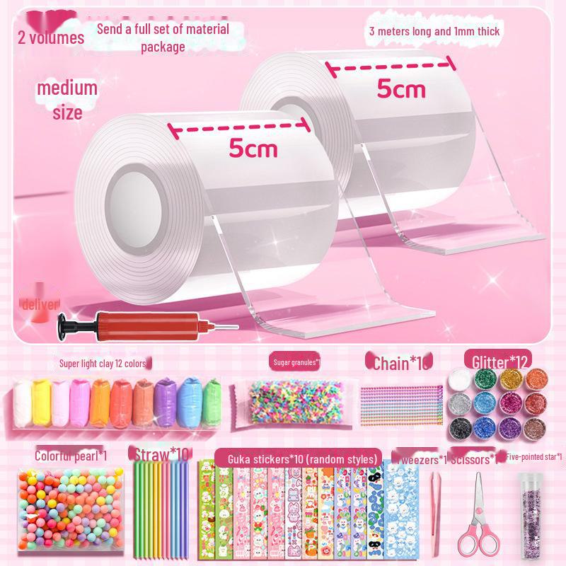 Nano Glue DIY Bubble Blowing Kit with Strong Sticky Double-Sided Tape and Decompression Toy