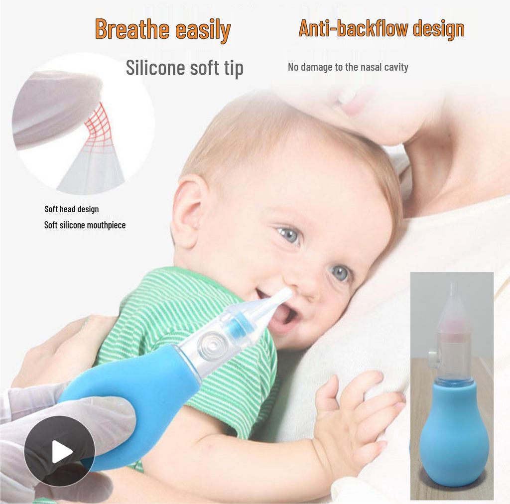 Silicone Anti-Backflow Infant Nasal Aspirator - Manual Pump Nasal Mucus Cleaner