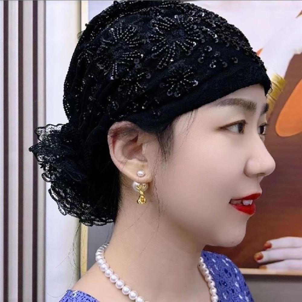 Elastic Headscarf Flower Embroidery Headband Cap New Chemo Hat  Summer