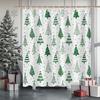 Christmas Shower Curtain Green Christmas Tree Winter Bathroom Shower Curtain Waterproof Xmas Tree Bathtub Curtain Decor with