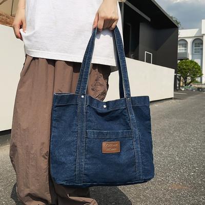 Vintage Women's Handbag, Denim Shoulder Bag, Large Capacity, Suitable for Daily Wear or Work Use