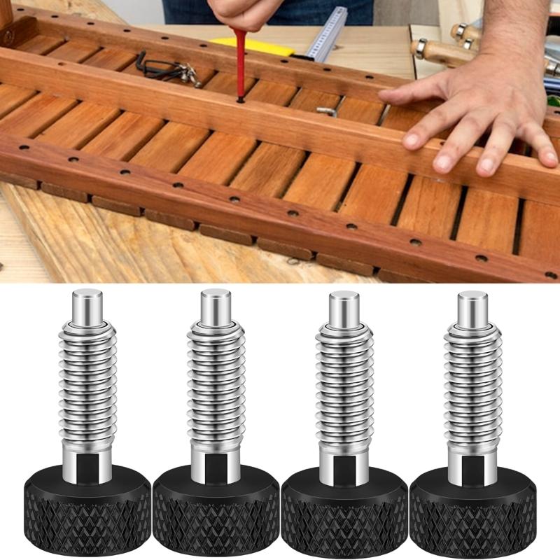 Pack of 4 M6 Knurled Handle Quick Releases Pin Stainless Steel Spring Plunger Locking Screw for Industrial Use