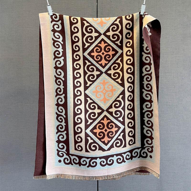 Korean Japanese Style Vintage Geometric Printed Scarf For Women