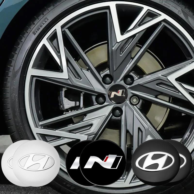 56MM Wheel Hub Cap Sticker Car Caps Rim Stickers Badge Cover Decoration For Hyundai N Avante Sonata Elantra i20 Tucson N Line c1