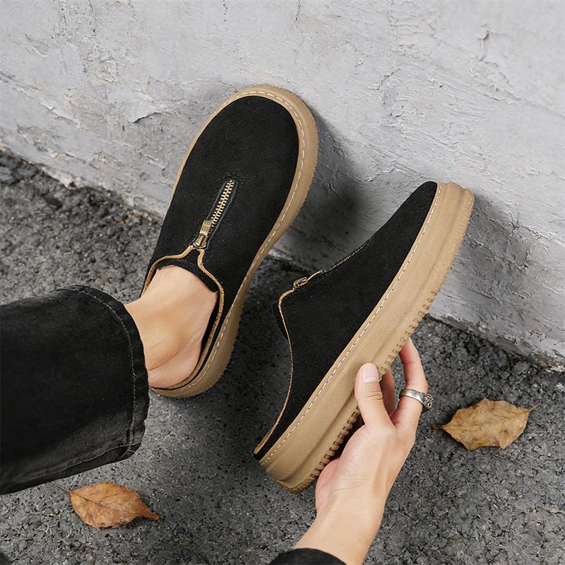 Platform Men’s Mules Open Back Slip On Loafers, Wide Toe Casual Half Shoes Breathable Office Commuter Slide Sneakers for Men