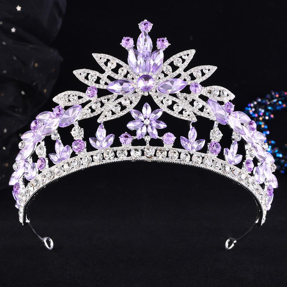 DIEZI Vintage Barock Rosa Lila AB Kristall Opal Tiara für Damen Party Luxus Braut Brautkrone Haaraccessoires Schmuck