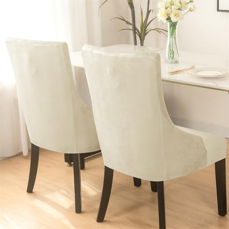 Velvet Elastic Dining Chair Cover Strech Spandex Chair Covers High Back Sloping Arm Chairs Slipcovers for Banquet Home Decor