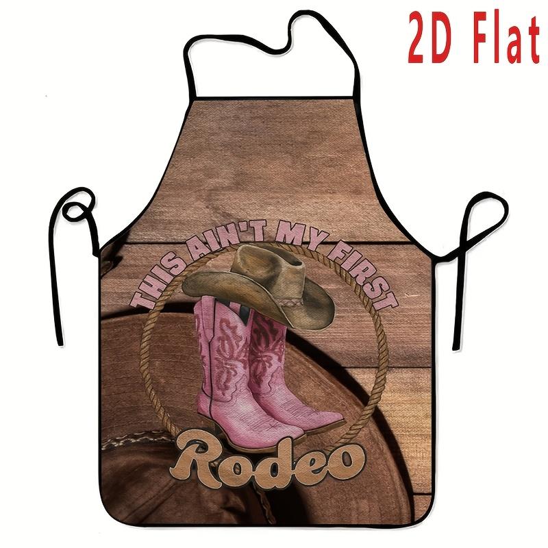 1pc Western Cowboy Boots & Hat Apron - Reusable Diagonal Stripe Bib Suitable for Cooking, Baking, Grilling, Gardening, Painting | Rodeo-Themed Kitchen