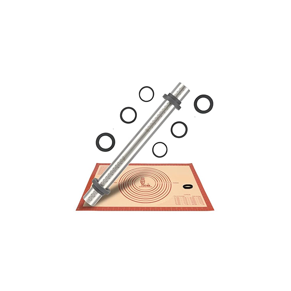 Stainless steel rolling pin for bread making, adjustable thickness, baking and confectionery tool